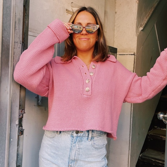 Show Me Your MuMu Sweaters - Revolve Show Me Your Mumu  Crawford Collared  chunky cropped Sweater NWT